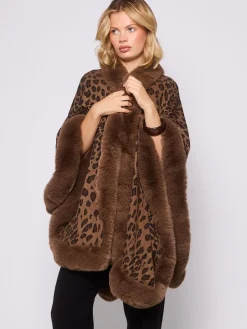 - Faux Fur Trim Cape*South Beach Outlet