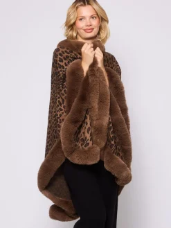 - Faux Fur Trim Cape*South Beach Outlet