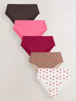 Luipaard/kersenprint - Set van 5 slipjes van microvezels*Next New