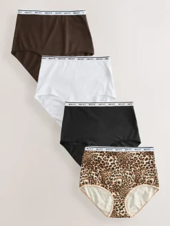 Luipaardprint - 4 Katoenen slipjes met logotailleband*Next