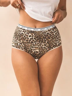 Luipaardprint - 4 Katoenen slipjes met logotailleband*Next