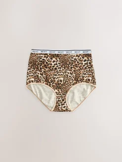 Luipaardprint - 4 Katoenen slipjes met logotailleband*Next