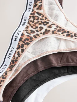 Luipaardprint - 4 Katoenen slipjes met logotailleband*Next