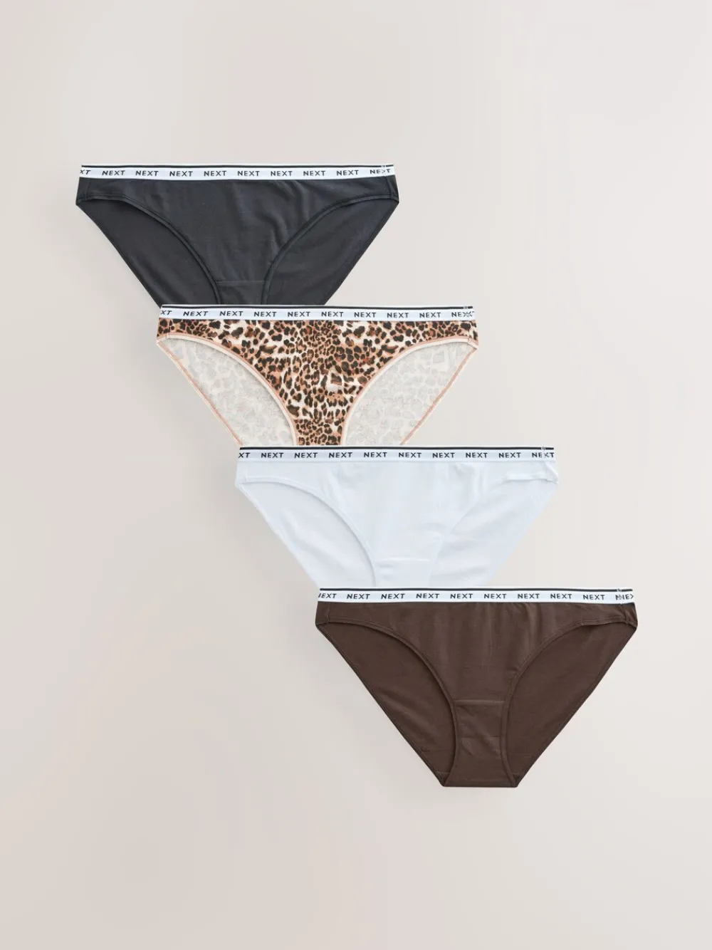 Luipaardprint - 4 Katoenen slipjes met logotailleband*Next Sale