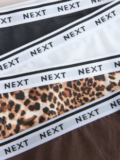 Luipaardprint - 4 Katoenen slipjes met logotailleband*Next Sale