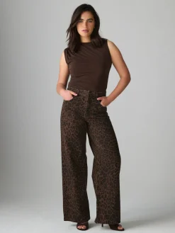 Luipaardprint - Jeans met zandloperpasvorm en wijde pijpen*Next Outlet