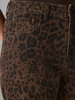 Luipaardprint - Jeans met zandloperpasvorm en wijde pijpen*Next Outlet