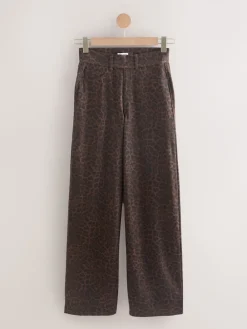 Luipaardprint - Jersey denim broek met wijde pijpen*Next Hot