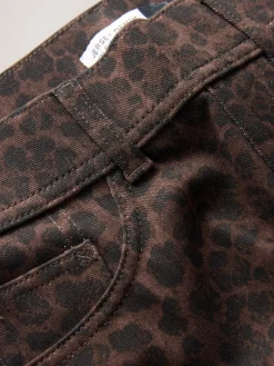 Luipaardprint - Jersey denim broek met wijde pijpen*Next Hot