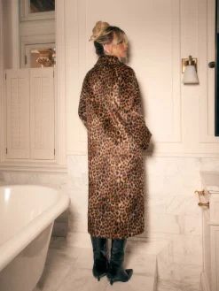 Luipaardprint - Lange jas van imitatiebont*Next Outlet