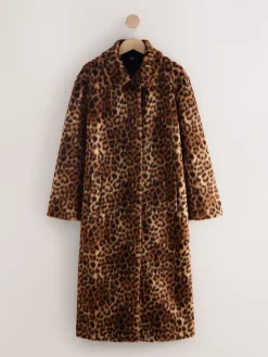 Luipaardprint - Lange jas van imitatiebont*Next Outlet