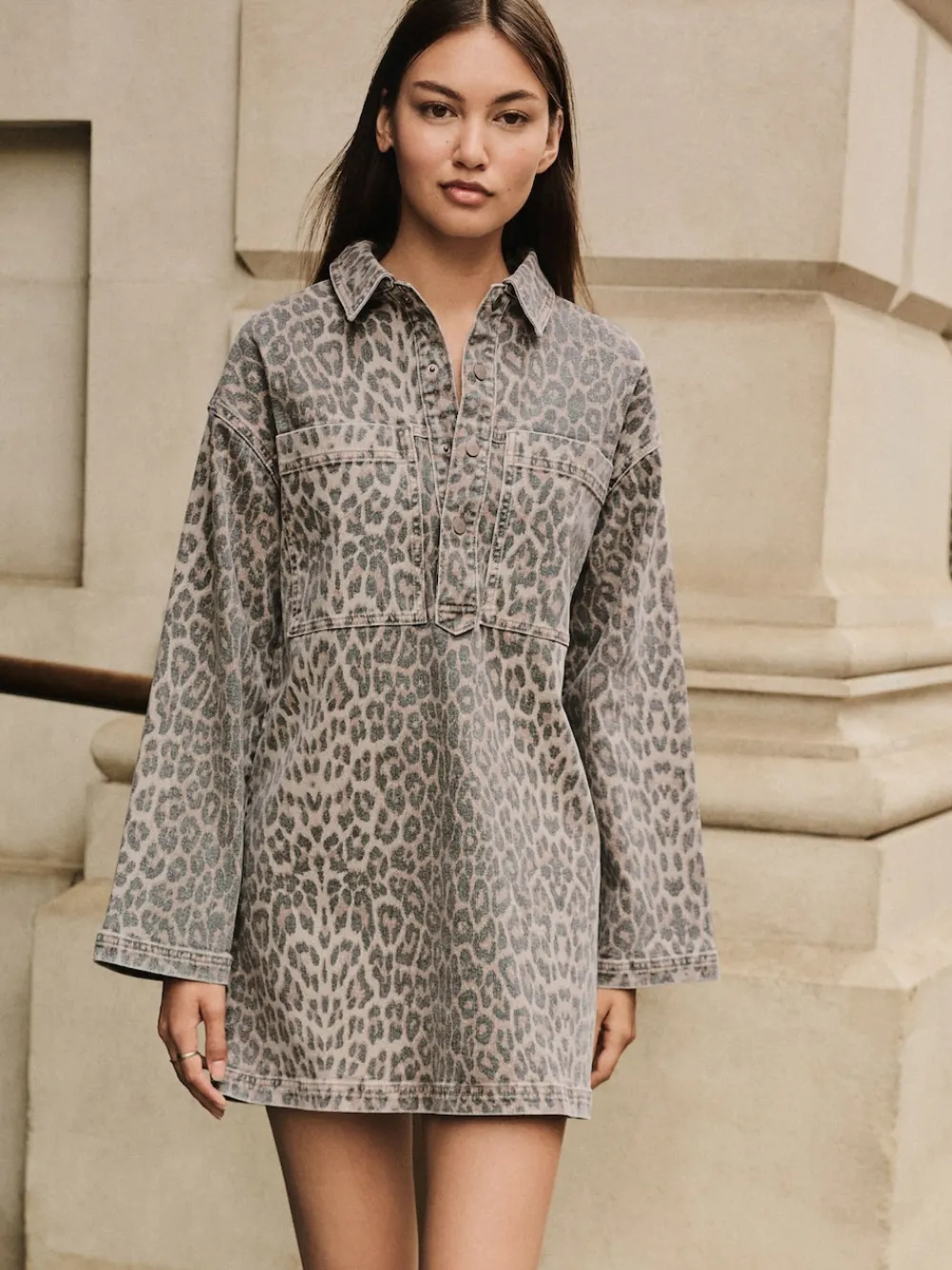 - Mini Long Sleeve Utility Denim Dress*Next