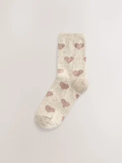 Marine/Berry Harten - Thermische enkelsokken van wol-zijdemix verpakking van 3*Next Hot