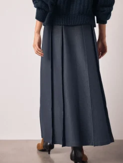 Marineblauw - Belted Denim Look Midi Kilt*Next Outlet