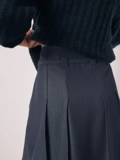 Marineblauw - Belted Denim Look Midi Kilt*Next Outlet