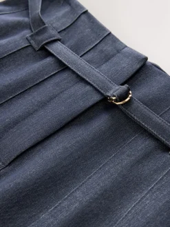 Marineblauw - Belted Denim Look Midi Kilt*Next Outlet