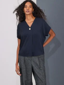 - Blouse met V-hals en korte mouwen*Next Online