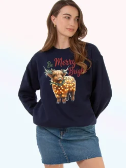 - Christmas Highland Cow Bright Sweatshirt*Brands In Sale