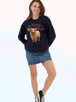 - Christmas Highland Cow Bright Sweatshirt*Brands In Sale