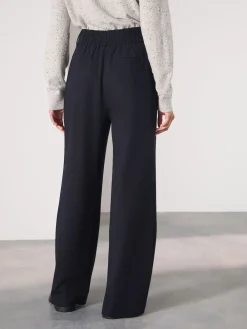 Marineblauw - Elastic Back Wide Leg Trousers With Wool*Next Sale