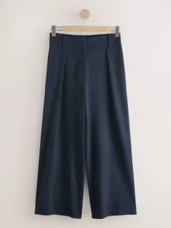 Marineblauw - Elastic Back Wide Leg Trousers With Wool*Next Sale