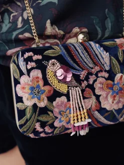 Marineblauw - Embellished Detail Bird Clutch Bag*Next Clearance