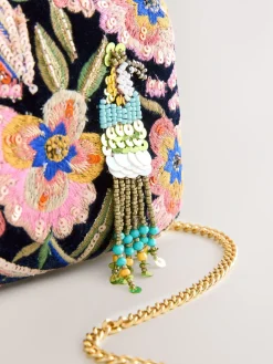 Marineblauw - Embellished Detail Bird Clutch Bag*Next Clearance