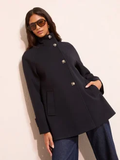 - Funnel Neck Button Front Mid Length Coat*Friends Like These