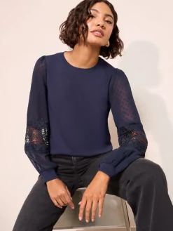 - Woven Sleeve Knitted Top*Friends Like These Outlet