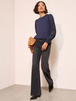 - Woven Sleeve Knitted Top*Friends Like These Outlet