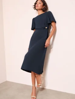 - Tulip Sleeve Wrap Front Tailored Midi Dress*Friends Like These New