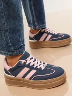 Marineblauw - Faux suède sportschoen met dikke zool*Lipsy Best