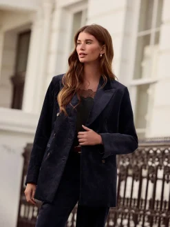 Marineblauw - N. Premium Cord Double Breasted Blazer*Next New