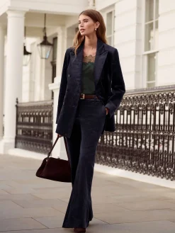 Marineblauw - N. Premium Cord Bootcut Broeken*Next Outlet