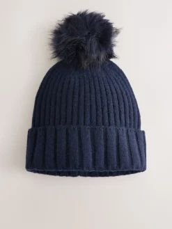 Marineblauw - Rib Knit Pom Hat*Next Online