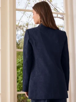 Marineblauw - Satin Jacquard Single Breasted Blazer*Next Best