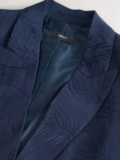 Marineblauw - Satin Jacquard Single Breasted Blazer*Next Best