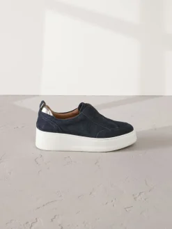 Marineblauw - Signature leren instapsneakers met dikke zool en plateauzool*Next Online