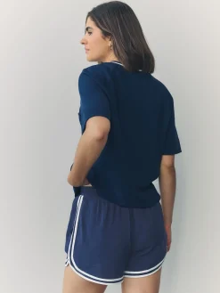 Marineblauw - Sportshort met contrasterende Streep*Next Outlet