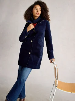 Marineblauw - Karla jas van fluweel*White Stuff