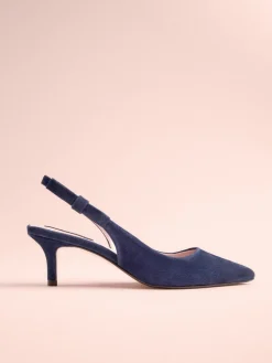 Marineblauw en leer - Tabitha Simmons x Dela Slingback Puntige Hakken*Next Clearance