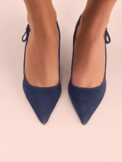 Marineblauw en leer - Tabitha Simmons x Dela Slingback Puntige Hakken*Next Clearance