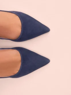 Marineblauw en leer - Tabitha Simmons x Dela Slingback Puntige Hakken*Next Clearance