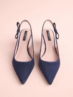 Marineblauw en leer - Tabitha Simmons x Dela Slingback Puntige Hakken*Next Clearance