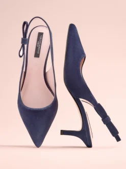 Marineblauw en leer - Tabitha Simmons x Dela Slingback Puntige Hakken*Next Clearance