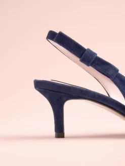 Marineblauw en leer - Tabitha Simmons x Dela Slingback Puntige Hakken*Next Clearance