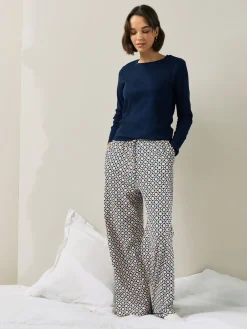 Marineblauw geo - Geribbelde pyjama met lange mouwen*Next Outlet