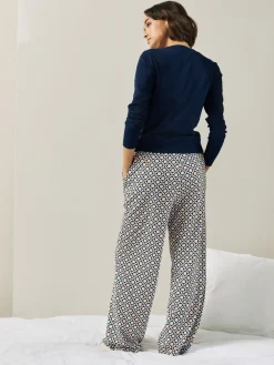 Marineblauw geo - Geribbelde pyjama met lange mouwen*Next Outlet