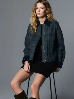 Marineblauw geruit - Hertiage Cord Collar Jacket*Next Best