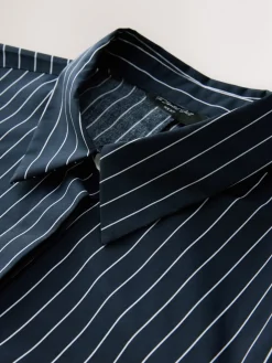 Marineblauw gestreept - Fitted Stretch Essential Long Sleeve Shirt*Next New